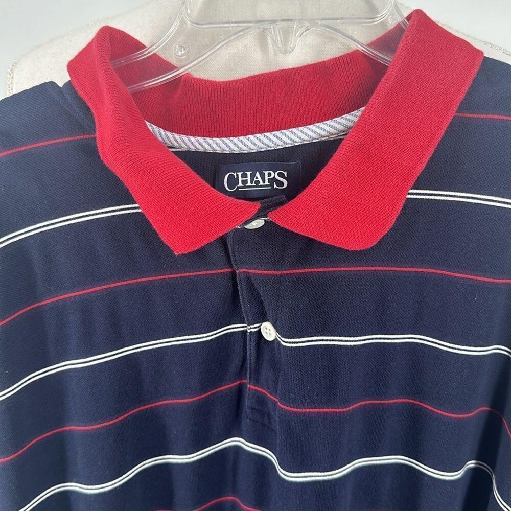 Chaps 2XLT Navy Blue with thin Red and White Vertical Stripes
